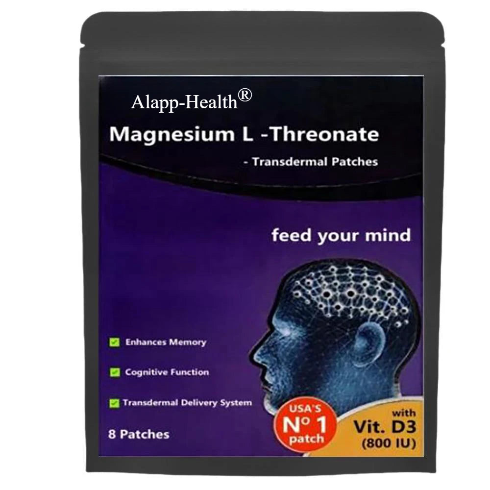 Magnesium L -threonate, Vitamin D3- Promotes Brain , Enhances Memory, Concentration & Cognition, Energy Transdermal Patch