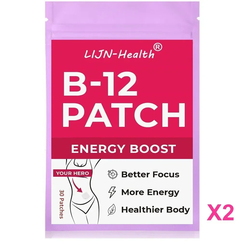 B12 Transdermal Patches  - 100% Natural Vitamin Patches for Women, Energy, Focus & Body Support,30 Patches One Month Supply