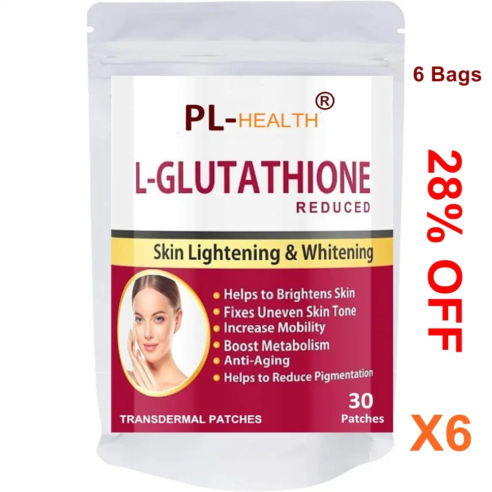 30 Patches L-Glutathione Transdermal Patches  Skin Whitening and Lightening with Vitamin C & E, Biotin