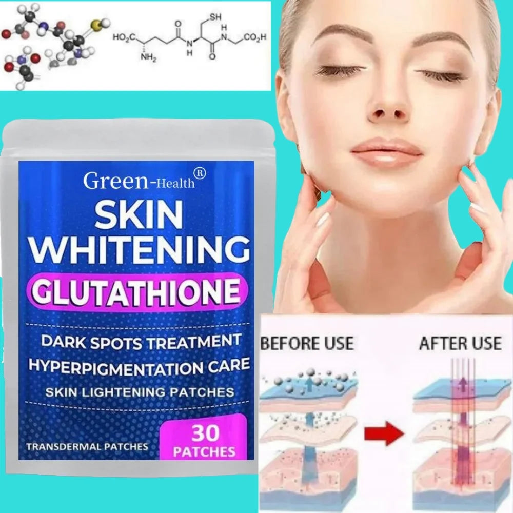 30 Patches GLUTATHIONE Transdermal Patches Skin Whitening Antioxidant Anti-aging Vitamin C