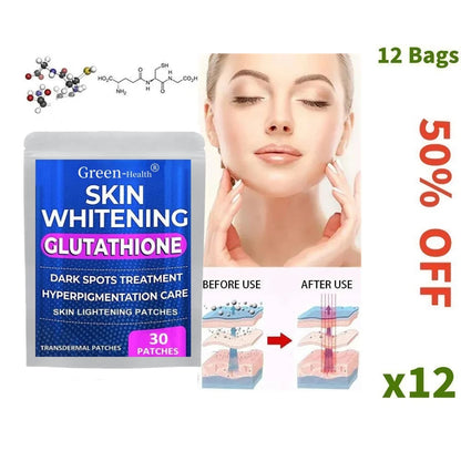 30 Patches GLUTATHIONE Transdermal Patches Skin Whitening Antioxidant Anti-aging Vitamin C