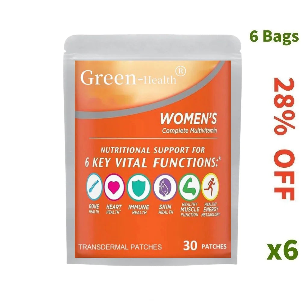 30 Patches Womens Multivitamin Transdermal Patches With Vitamin A, B , C, D, And E, Calcium And Magnesium, Immune Support