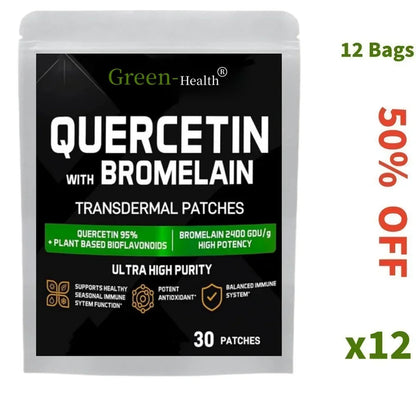 Quercetin Transdermal Patches With Bromelain Support Immune-30 Patches One Month Supply