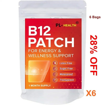 B12 Patch (Pack of 30), Transdermal Patches Daily B12 Patches, Self-Adhesive Natural Blend Patches, 1 Month Supply