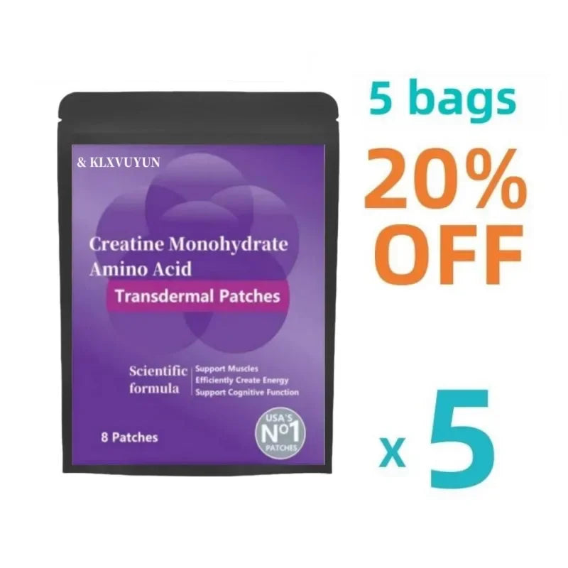 Creatine Monohydrate, Amino Acid - Support Muscles, Cellular Energy And Cognitive Function - Transdermal Patches Made In The Usa