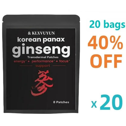 Korean Red Panax Ginseng 5000mcg 8 Transdermal Patches Strength Root ct Powder Supplement With High Ginsenosides