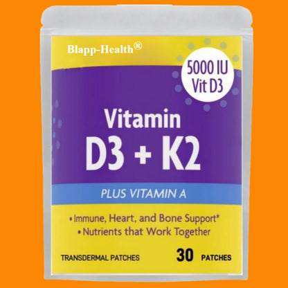 Vitamin D3 K2 Transdermal Patche, Supports Bone, Immune - 30 Patches One Month Supply