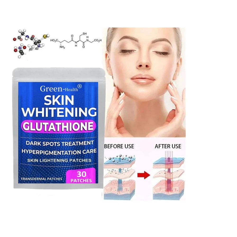 30 Patches GLUTATHIONE Transdermal Patches Skin Whitening Antioxidant Anti-aging Vitamin C