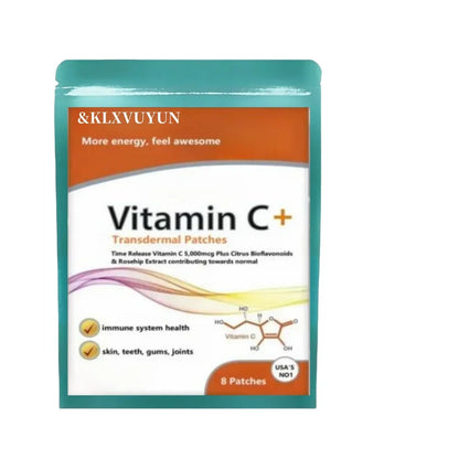 Vitamin C+ 5,000mcg - With Rosehip+bioflavonoids - 8 Transdermal Patches. Patches Made In Usa. 8 Weeks Supply.