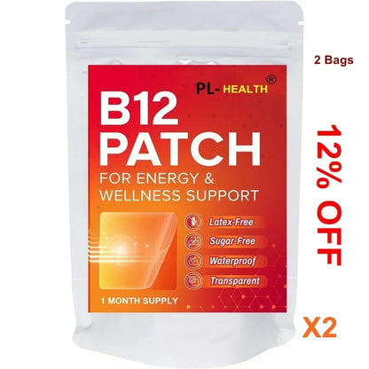 B12 Patch (Pack of 30), Transdermal Patches Daily B12 Patches, Self-Adhesive Natural Blend Patches, 1 Month Supply