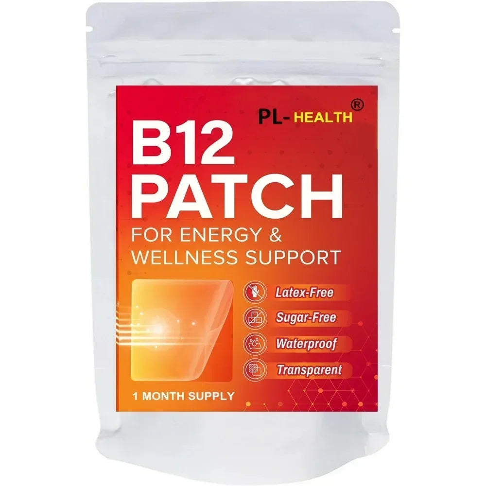 B12 Patch (Pack of 30), Transdermal Patches Daily B12 Patches, Self-Adhesive Natural Blend Patches, 1 Month Supply