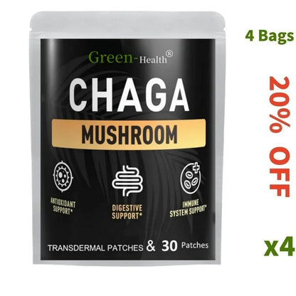 Chaga Mushroom Transdermal Patches for Digestion, Energy, & Immune Support-30 Patches One Month Supply