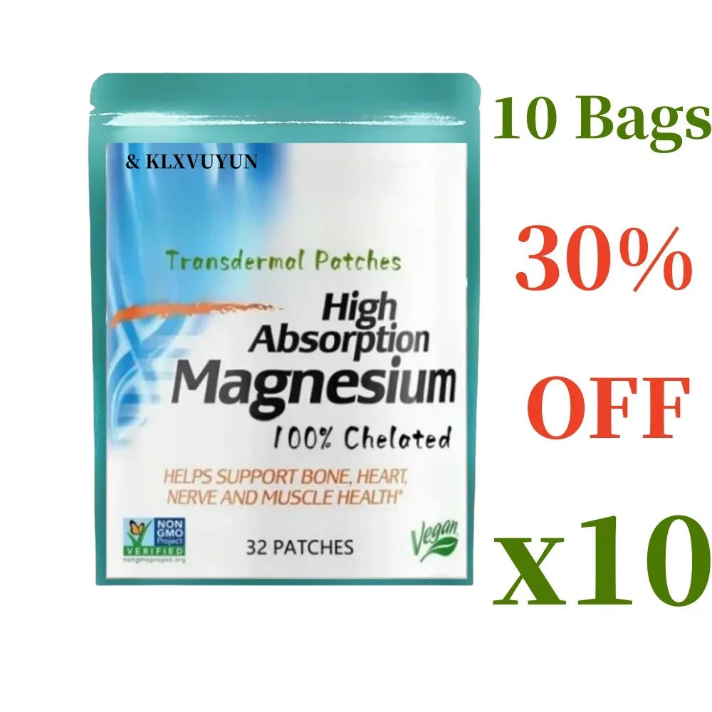 High Absorption Magnesium Transdermal Patches, 32 Patches For 1 Month Supply