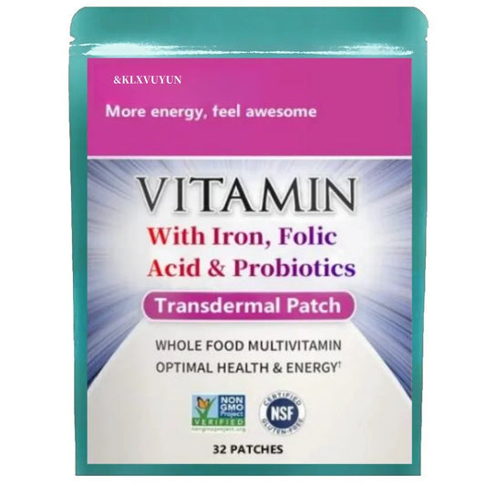 Women's Multivitamin Transdermal Patch With Vitamins B12, B6, D3, Iron, Folic Acid And Probiotics, 1 Month Supply