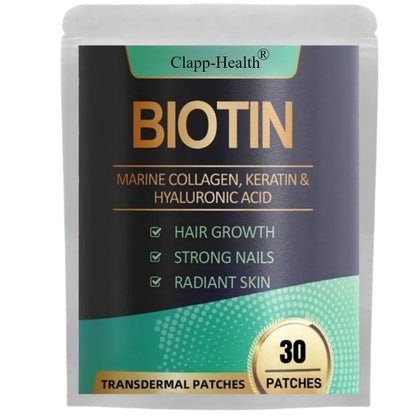 30 Patches Biotin Transdermal Patches Keratin Marine CollagenStrength Hair Skin for Women & Men