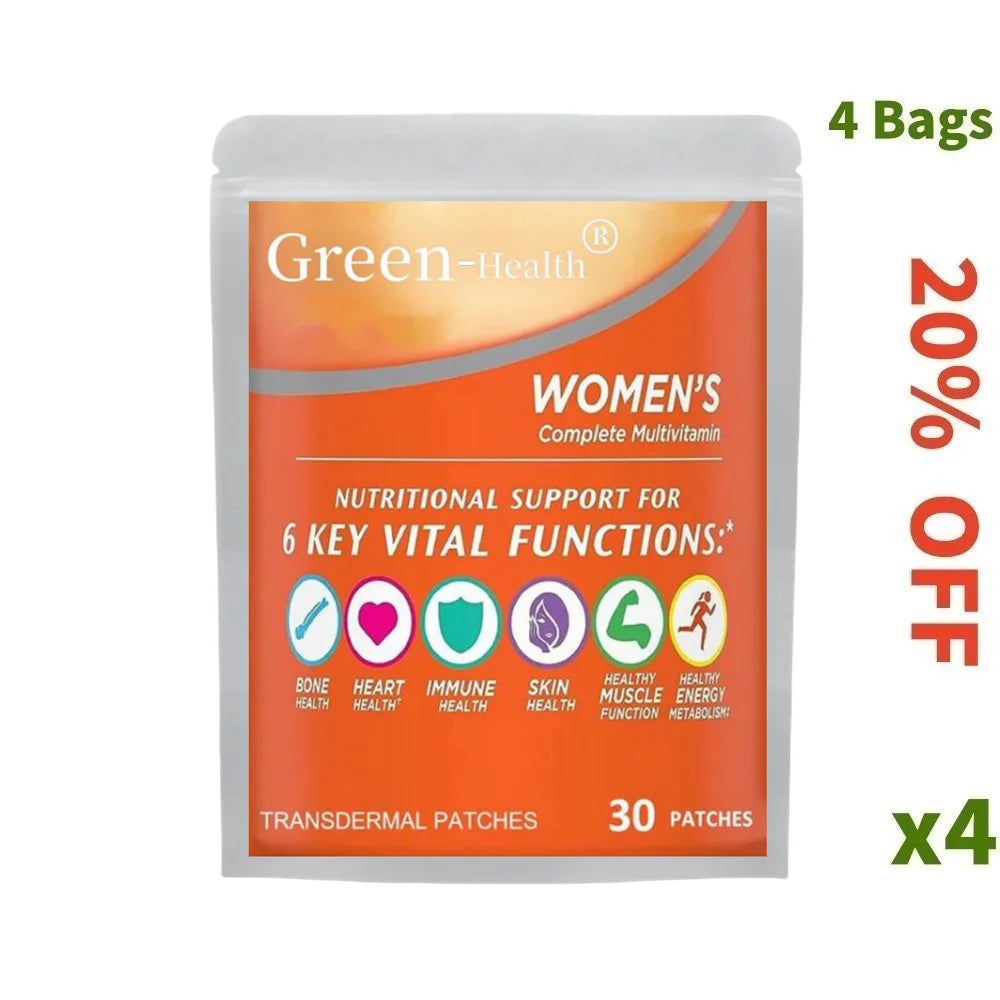 30 Patches Womens Multivitamin Transdermal Patches With Vitamin A, B , C, D, And E, Calcium And Magnesium, Immune Support