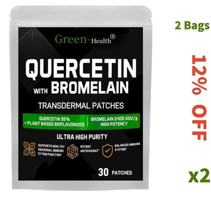 Quercetin Transdermal Patches With Bromelain Support Immune-30 Patches One Month Supply