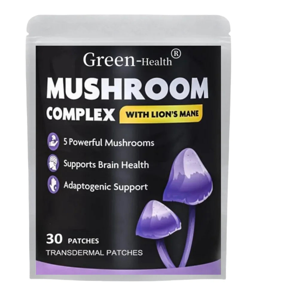 30 Patches 5 in 1 Mushroom Complex Transdermal Patches Lion's Mane, Chaga, Maitake, Shiitake, Reishi Focus & Memory Support