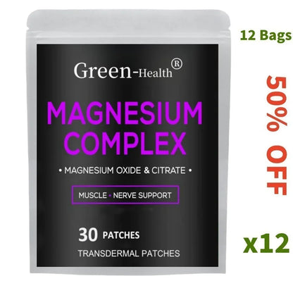 Magnesium Citrate Complex Transdermal Patches Support Bone Strength,Muscles,Energy - 30 Patches One Month Supply