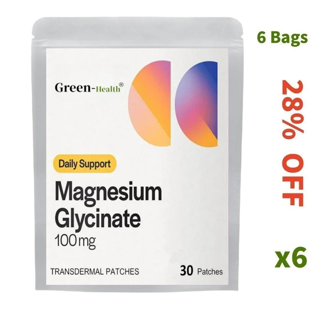 30 Patches Magnesium Glycinate Transdermal Patches for Stress, Nerves, Sleep, Muscles, Metabolism