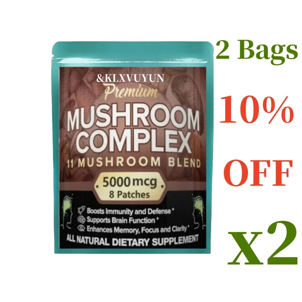 7 Blend Lions Mushroom Cordyceps, Chaga, Reishi, Turkey Tail, Maitake, Shiitake Supplement, Transdermal Patches Made In The Usa