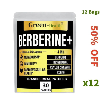 Berberine Transdermal Patches Immune System, Cardiovascular Heart-30 Patches One Month Supply