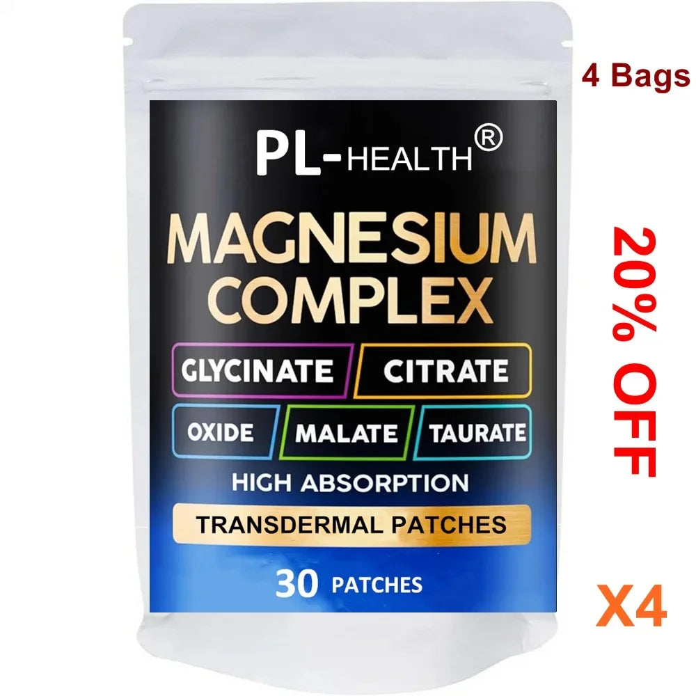 30 Patches Magnesium 5 in 1 Complex Transdermal Patches Stress, Muscle & Heart Support