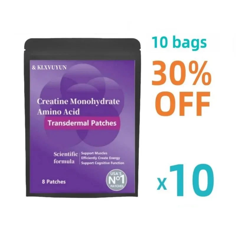 Creatine Monohydrate, Amino Acid - Support Muscles, Cellular Energy And Cognitive Function - Transdermal Patches Made In The Usa