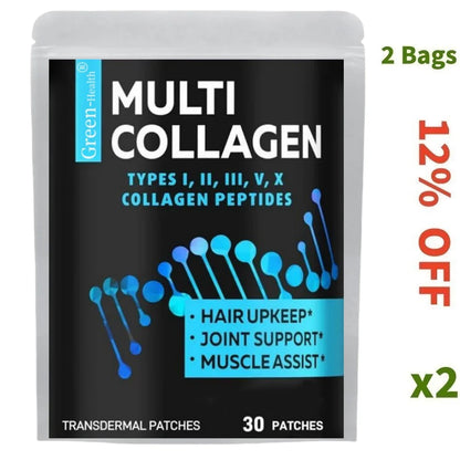 30 Patches Multi Collagen Transdermal Patches Support Skin, Hair, Nail, Joint and Bone Health