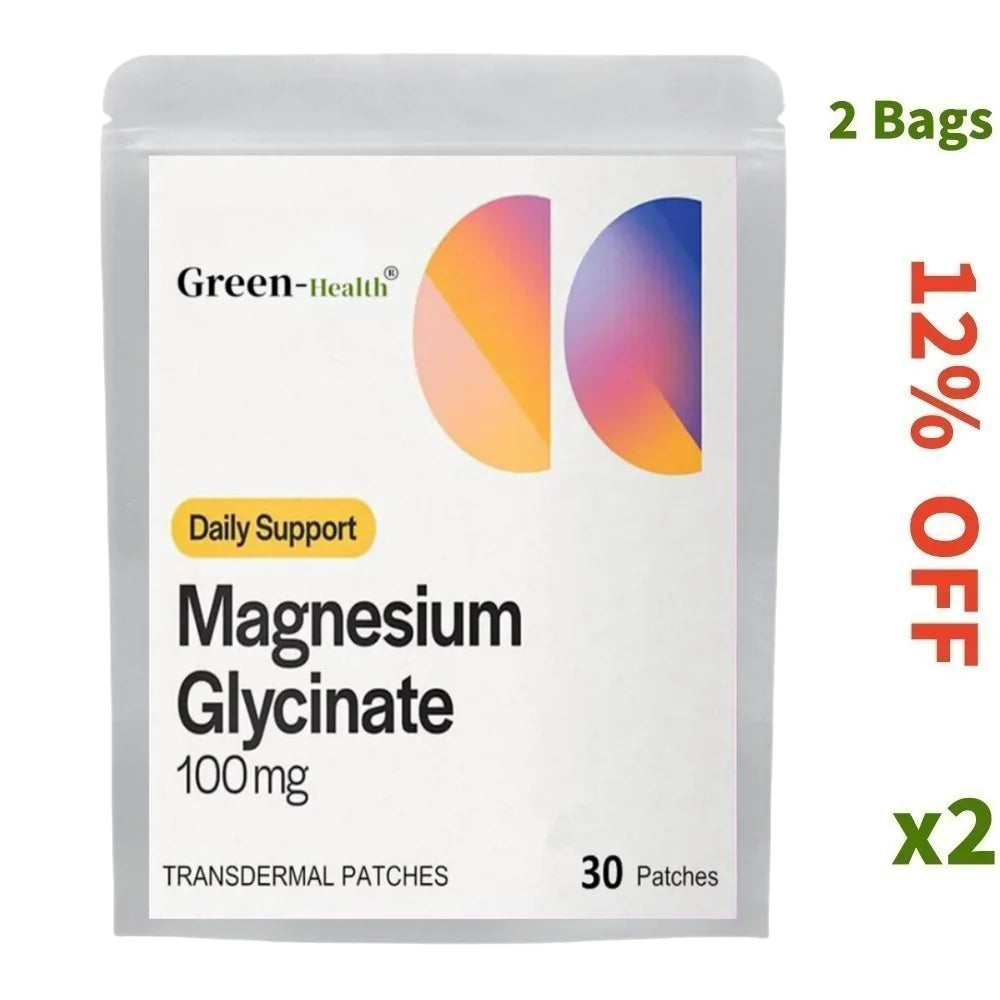 30 Patches Magnesium Glycinate Transdermal Patches for Stress, Nerves, Sleep, Muscles, Metabolism