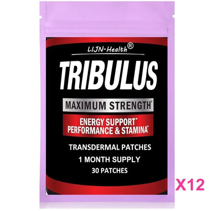 Tribulus Terrestris Extract Transdermal Patches Energy Booster with Estrogen Blocker 30 Patches One Month Supply