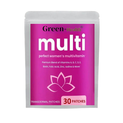 30 Patches Multivitamin Transdermal Patches Vitamins A, B, C, D, E, Biotin for Women Bones, Brain, Heart, Immune & Energy