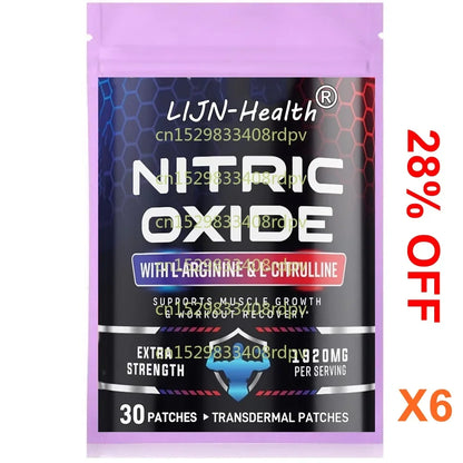 30 Patches Extra Strength Nitric Oxide Transdermal Patches Premium Muscle Supporting Strength  Energy