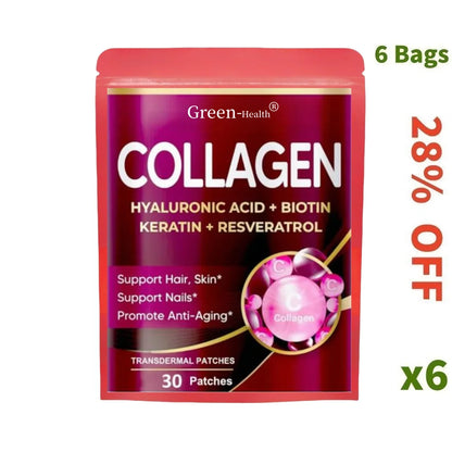 Marine Collagen Transdermal Patches with Biotin, Resveratrol Hair Skin, Skin Anti Ageing 30 Patches