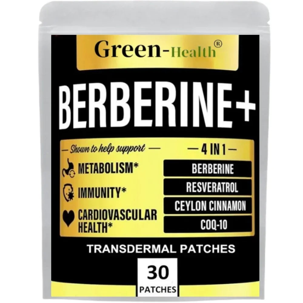 Berberine Transdermal Patches Immune System, Cardiovascular Heart-30 Patches One Month Supply