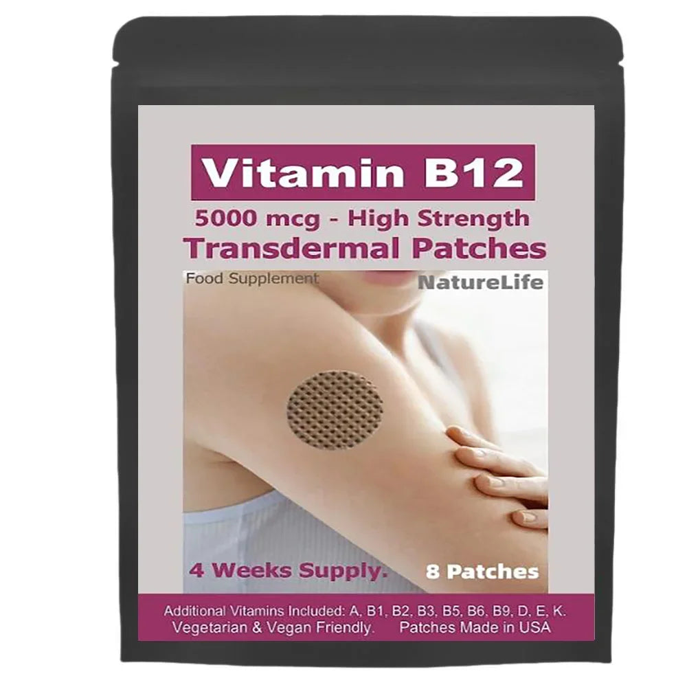 Vitamin B12-5000mcg ( Strength) Plus Additional Vitamins - Transdermal Patches. Patches Made In Usa. 8 Weeks Supply.