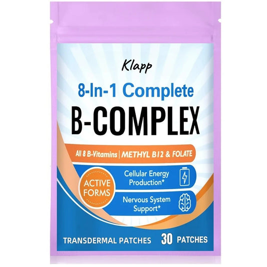 8-in-1 Complete B Complex Transdermal Patches Energy, Nerve, Blood Support – 30 Patches One Month Supply