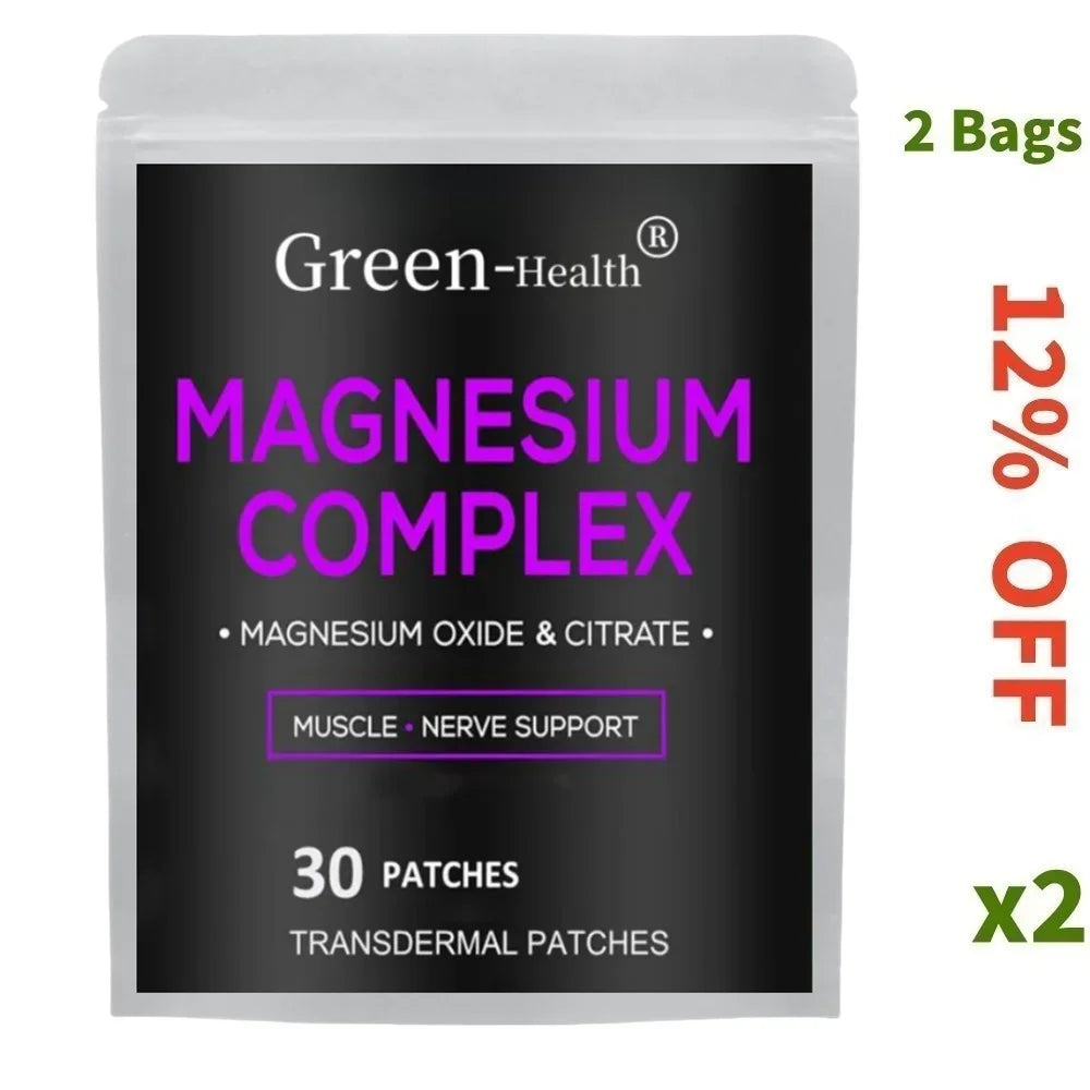 Magnesium Citrate Complex Transdermal Patches Support Bone Strength,Muscles,Energy - 30 Patches One Month Supply