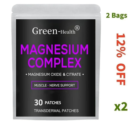 Magnesium Citrate Complex Transdermal Patches Support Bone Strength,Muscles,Energy - 30 Patches One Month Supply