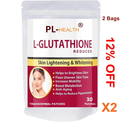 30 Patches L-Glutathione Transdermal Patches  Skin Whitening and Lightening with Vitamin C & E, Biotin