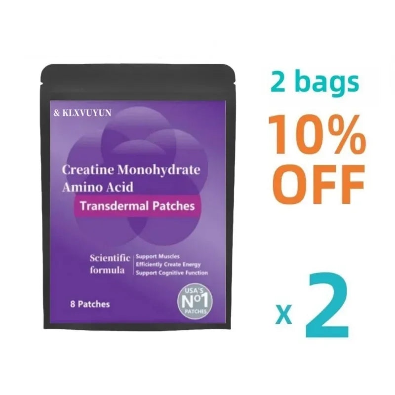 Creatine Monohydrate, Amino Acid - Support Muscles, Cellular Energy And Cognitive Function - Transdermal Patches Made In The Usa