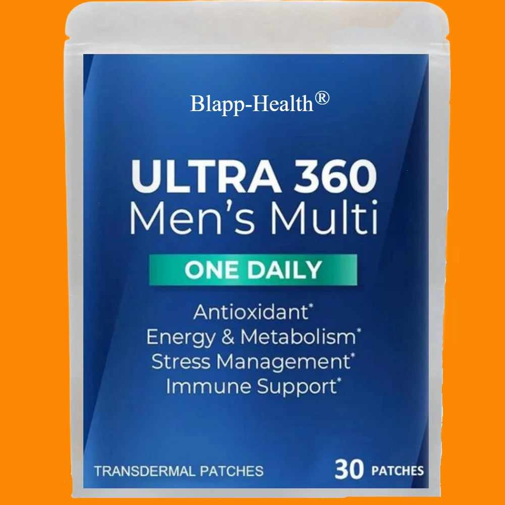 30 Patches Ultra 360 Multivitamin Transdermal Patches For Men With Vitamin A, C, D, E & Zinc For Energy & Immune Support