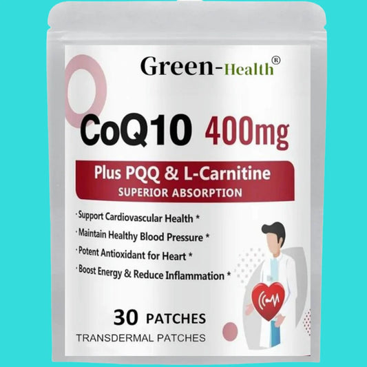 30 Patches CoQ10 Transdermal Patches with PQQ, Supports Heart, Brain, Immune System, Energy