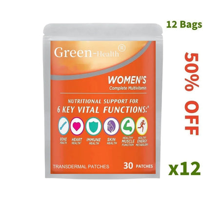 30 Patches Womens Multivitamin Transdermal Patches With Vitamin A, B , C, D, And E, Calcium And Magnesium, Immune Support