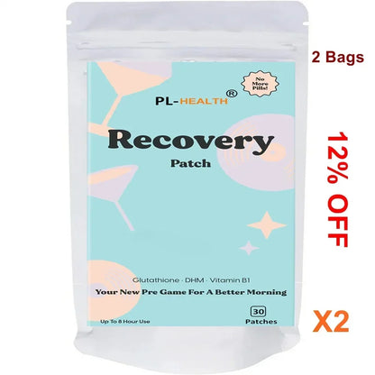 Recovery Transdermal Patches Supports Morning After with Vitamin B1, DHM, Glutathione 30 Patches One Month Supply