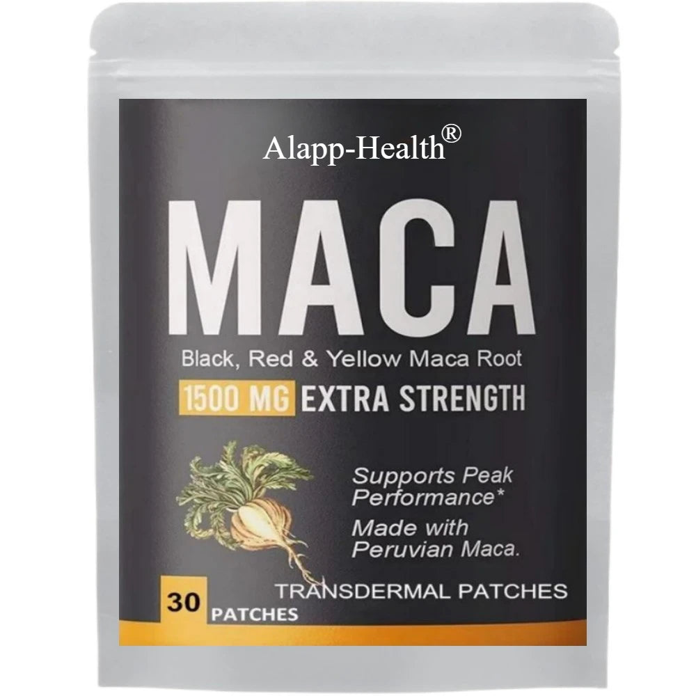 Organic Maca Root Transdermal Patches With Black + Red + Yellow Peruvian Maca Root Extract For Men And Women 30 Patches