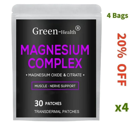 Magnesium Citrate Complex Transdermal Patches Support Bone Strength,Muscles,Energy - 30 Patches One Month Supply