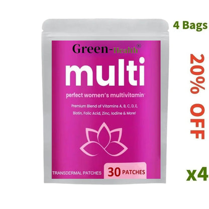 30 Patches Multivitamin Transdermal Patches Vitamins A, B, C, D, E, Biotin for Women Bones, Brain, Heart, Immune & Energy