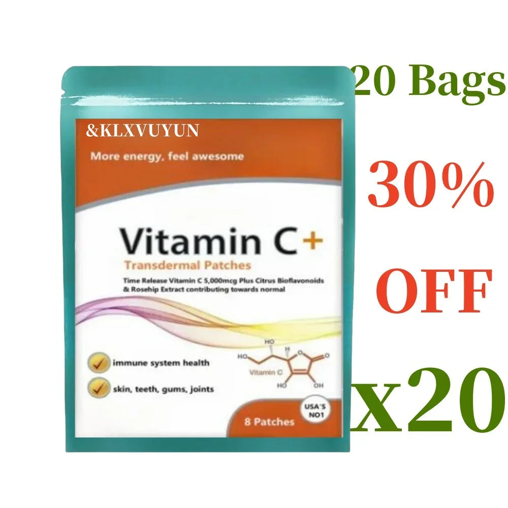 Vitamin C+ 5,000mcg - With Rosehip+bioflavonoids - 8 Transdermal Patches. Patches Made In Usa. 8 Weeks Supply.