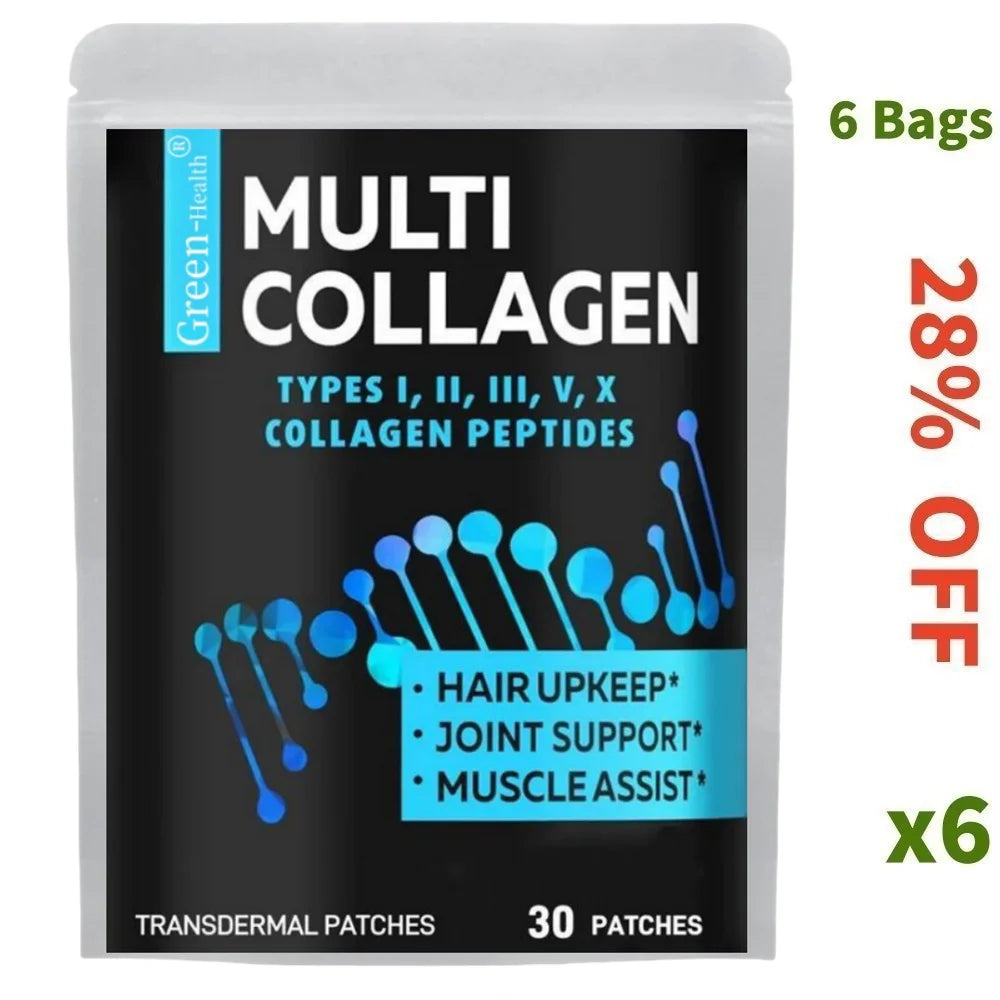 30 Patches Multi Collagen Transdermal Patches Support Skin, Hair, Nail, Joint and Bone Health